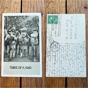 WWII Anti Axis Postcard Jackass 1943 Postmark 1 cent Liberty Stamp Soldiers Mail